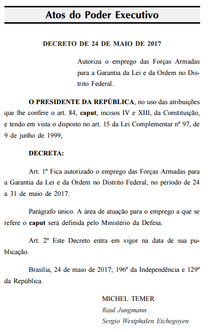 Decreto autoriza a presença temporária de forças militares dos EUA