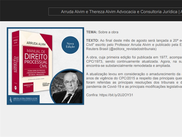 Lançamento Da 20ª Edição Do Manual De Direito Processual Civil Migalhas 6090